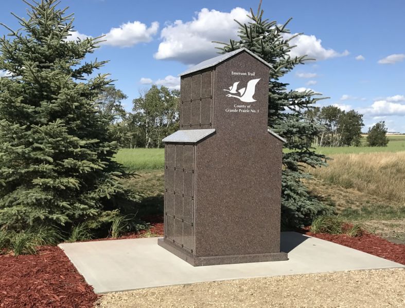 36-NIche Custom designed Grain Elevator Columbaria in Grande Prairie, AB installed by Kootenay Monument Installations