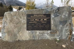 Dedication Plaque for West Fernie - provided and installed by Kootenay Monument Installations