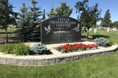 Cemetery Sign at Grande Prairie Cemetery - provided and installed by Kootenay Monument Installations